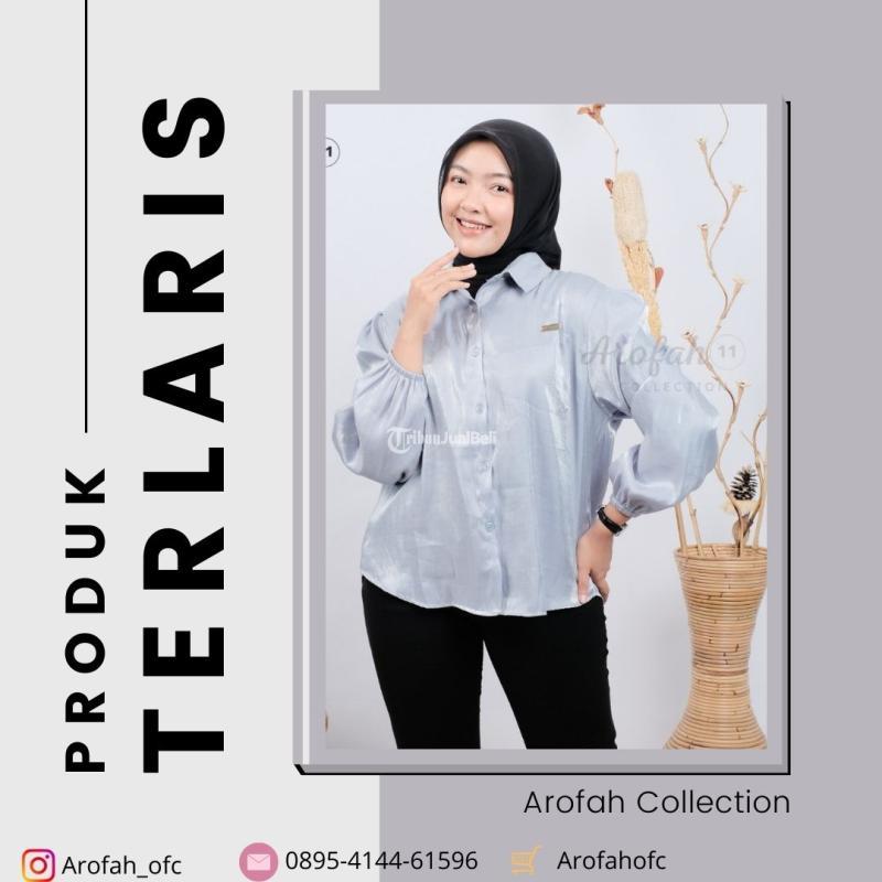 TERVIRAL , WA 0895-4144-61596,   Kemeja Shimer wanita jumbo viral, AROFAH COLLECTION