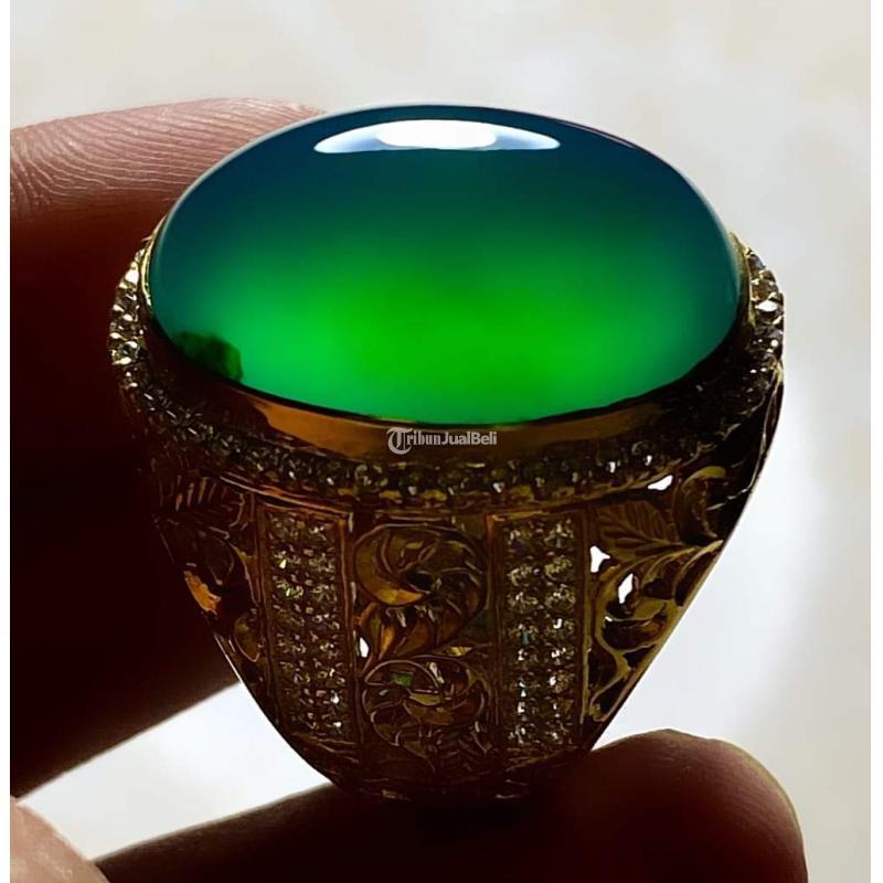 Batu Bacan Gulau Green Metalic HQ Super BC084 Giwang Istimewa Glossy Super Klimis