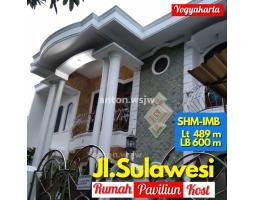 Dijual Rumah 2 Lantai Kost 10 Kamar dan Paviliun SHM LT 489 m di Jogja - Sleman