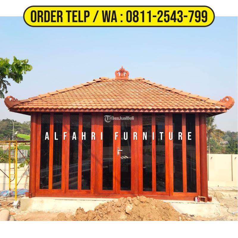Gazebo Kayu Unik 4x5 Ruangan Kaca Minimalis
