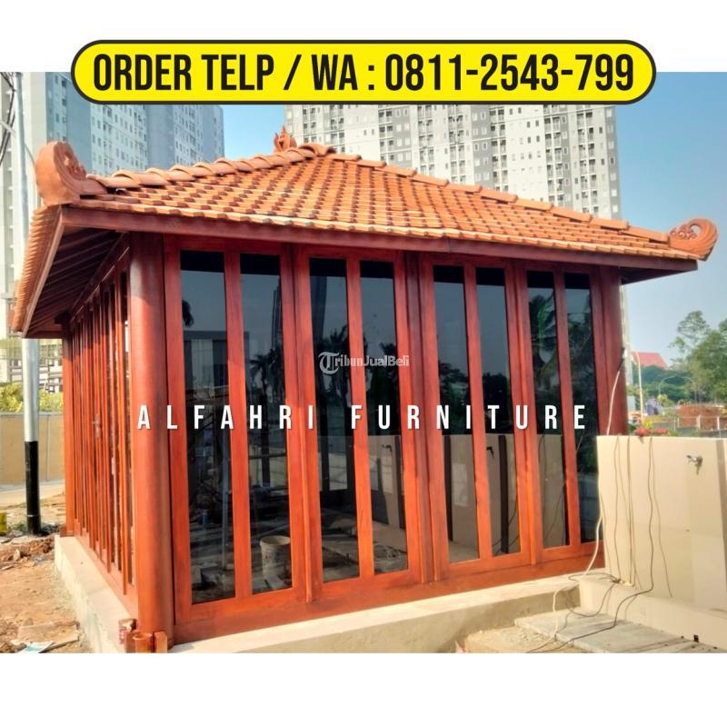 Gazebo Kayu Unik 4x5 Ruangan Kaca Minimalis