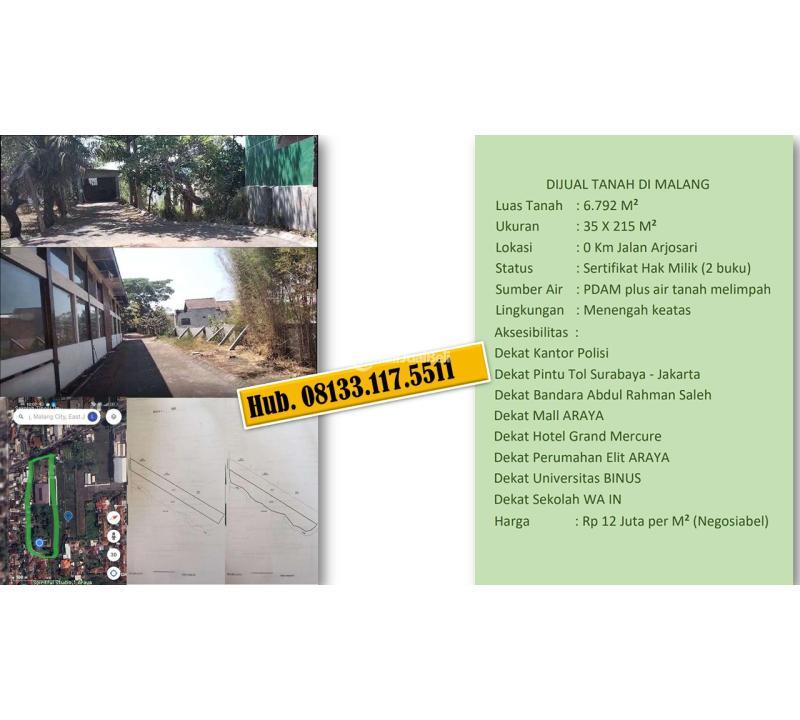 08133.117.5511 Dijual Tanah Strategis Murah di Malang