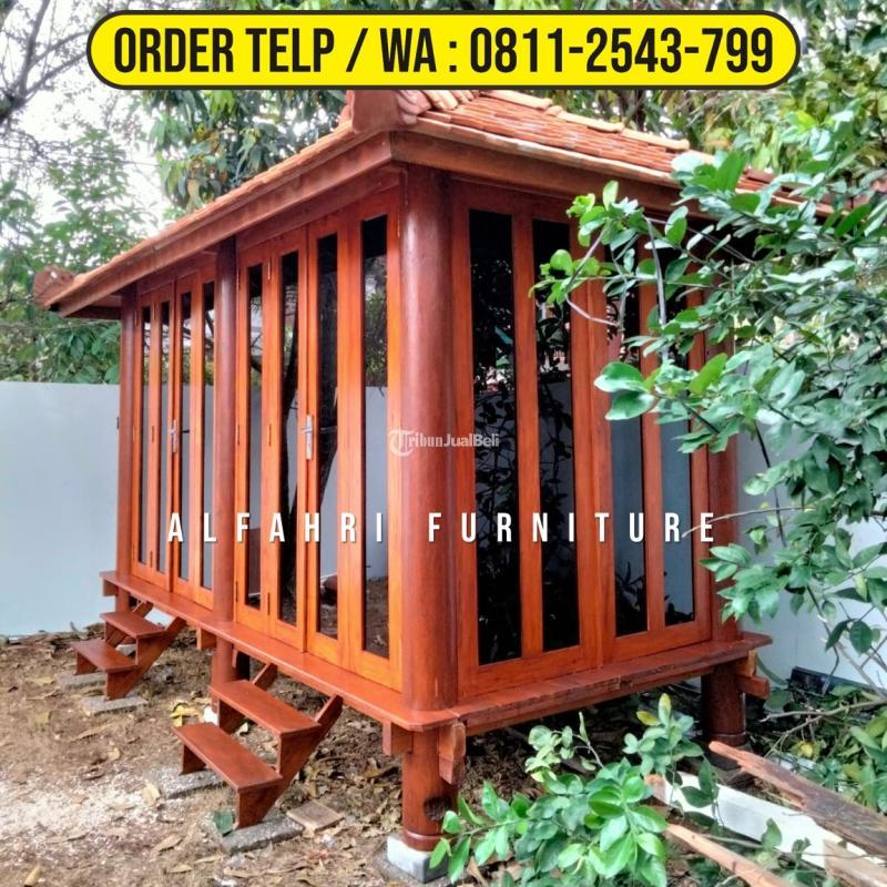 Gazebo Kelapa 2x4 Minimalis Modern Kayu Kaca