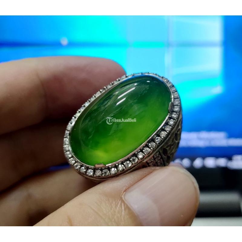 Batu Idocrase Lumut Aceh Super HQ IDC019 Giwang Kaca Berminyak Kolektor Item