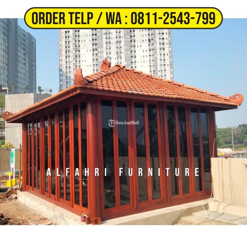 Gazebo Kayu Unik 4x5 Ruangan Kaca Minimalis