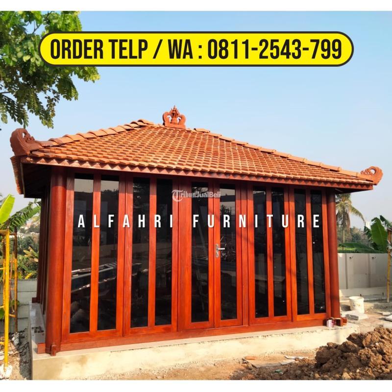 Gazebo Kayu Unik 4x5 Ruangan Kaca Minimalis