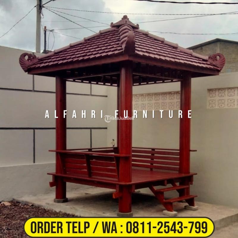 Gazebo Taman Sekolah 2x2 Kayu Minimalis