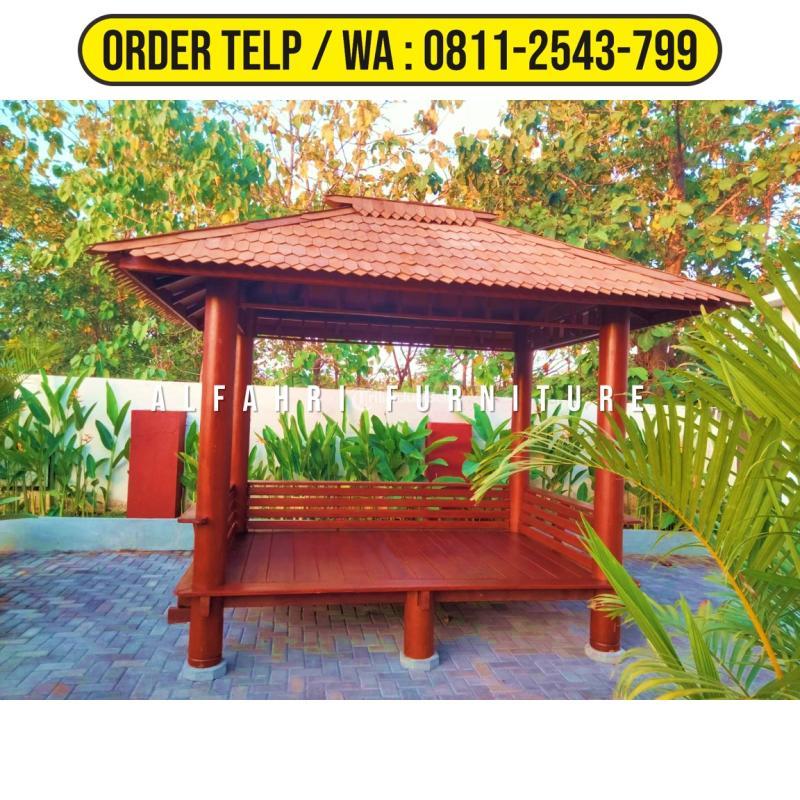 Gazebo Mushola 2x3 Minimalis Kayu Kelapa Atap Sirap