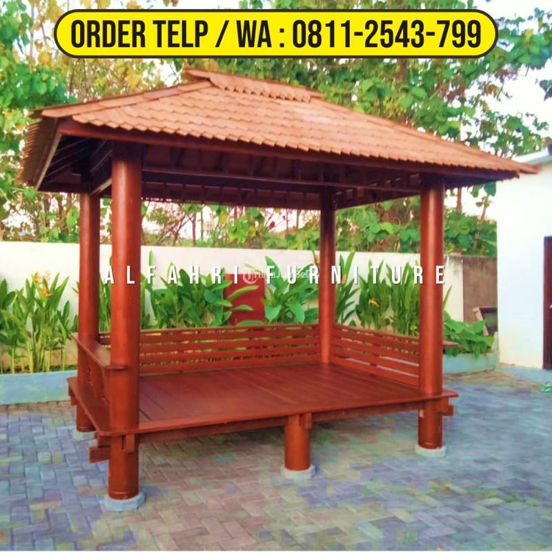 Gazebo Mushola 2x3 Minimalis Kayu Kelapa Atap Sirap