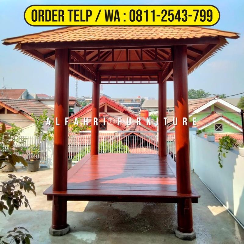 Gazebo Rumah Kayu 2x3 Minimalis Kelapa Atap Sirap