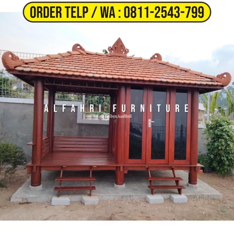 Gazebo Taman Minimalis 2x4 Kaca Modern Kayu Kelapa