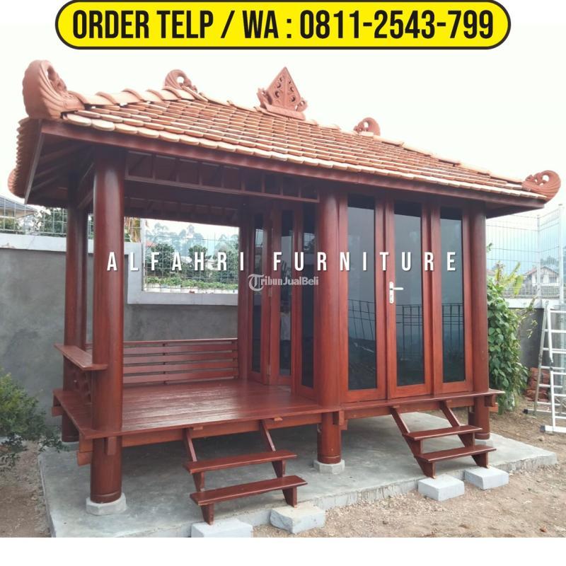 Gazebo Taman Minimalis 2x4 Kaca Modern Kayu Kelapa