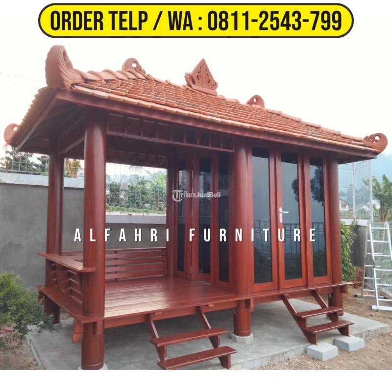 Gazebo Taman Minimalis 2x4 Kaca Modern Kayu Kelapa
