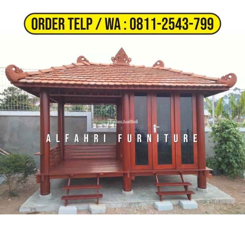 Gazebo Taman Minimalis 2x4 Kaca Modern Kayu Kelapa