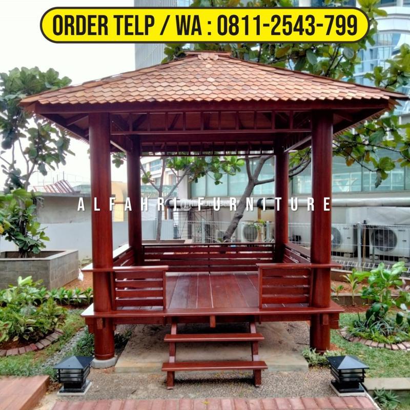 Gazebo Taman Depan 2x3 Kayu Kelapa Minimalis