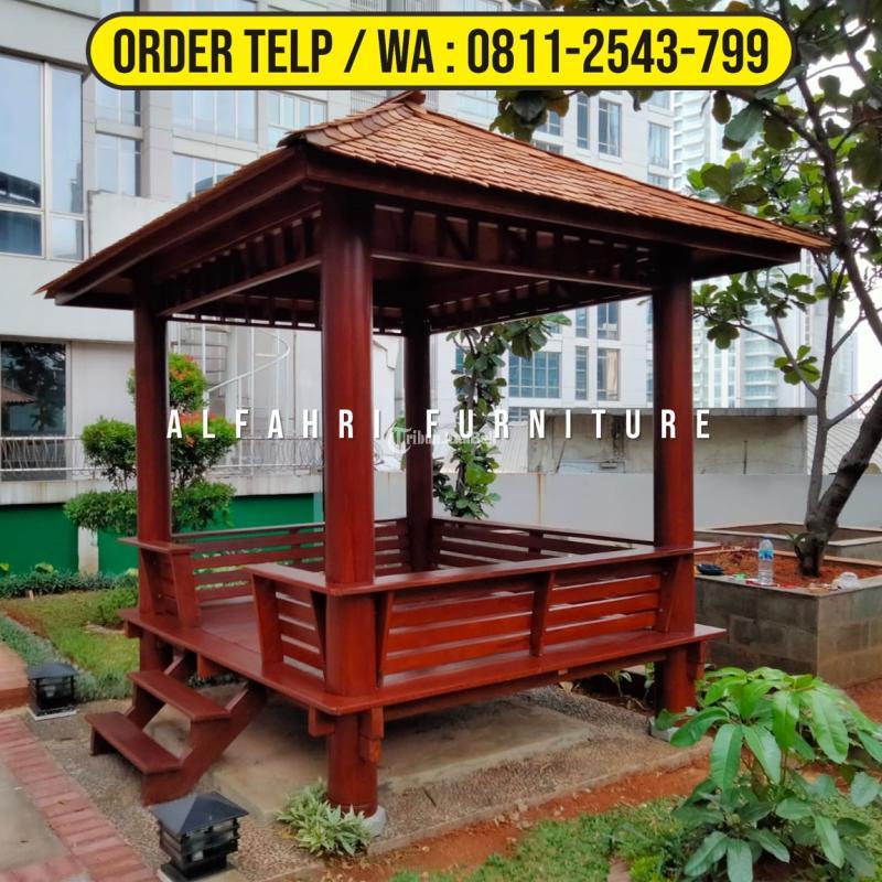Gazebo Taman Depan 2x3 Kayu Kelapa Minimalis