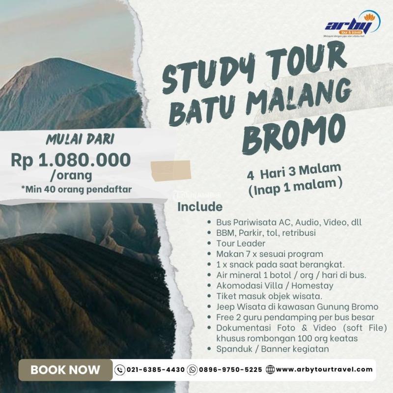 PAKET WISATA STUDY TOUR BATU MALANG BROMO 4H3M - INAP 1 MALAM