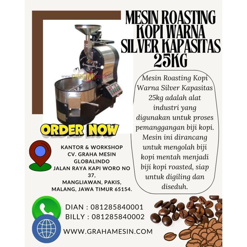 TERBAIK Mesin Roasting Kopi Warna Silver Kapasitas 25kg