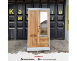 Lemari Pakaian 2 Pintu Minimalis Bahan Kayu Jati - Klaten Jawa Tengah