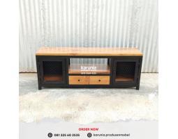 Meja TV Bufet Minimalis Custom Bahan Kayu Jati dan Besi - Klaten Jawa Tengah