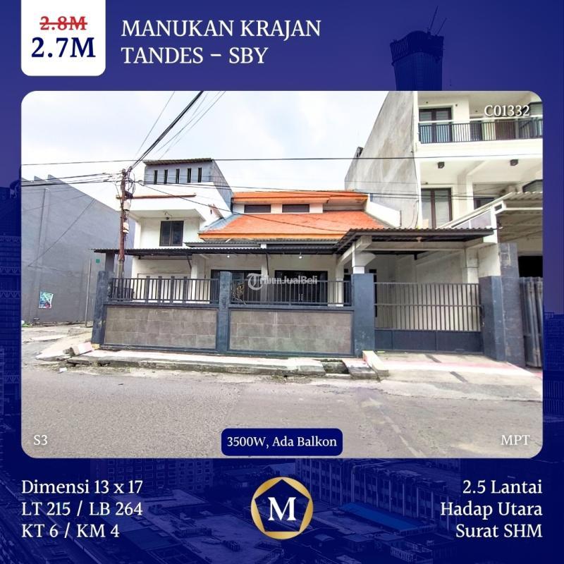 Dijual Rumah 2.5 Lantai Bekas Manukan Krajan 2.7M SHM Hadap Utara - Surabaya Jawa Timur
