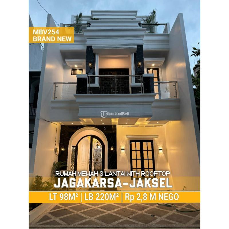 Dijual Rumah 3 Lantai LT98 LB220 5KT 6KM Lokasi Strategis - Jakarta Selatan