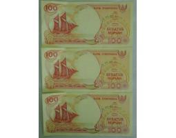 Koleksi Antik dan Kuno Uang Kertas Banknotes Paper Money Perahu Pinisi 3 Seri Berurut 1992 - Bandung Barat Jawa Barat