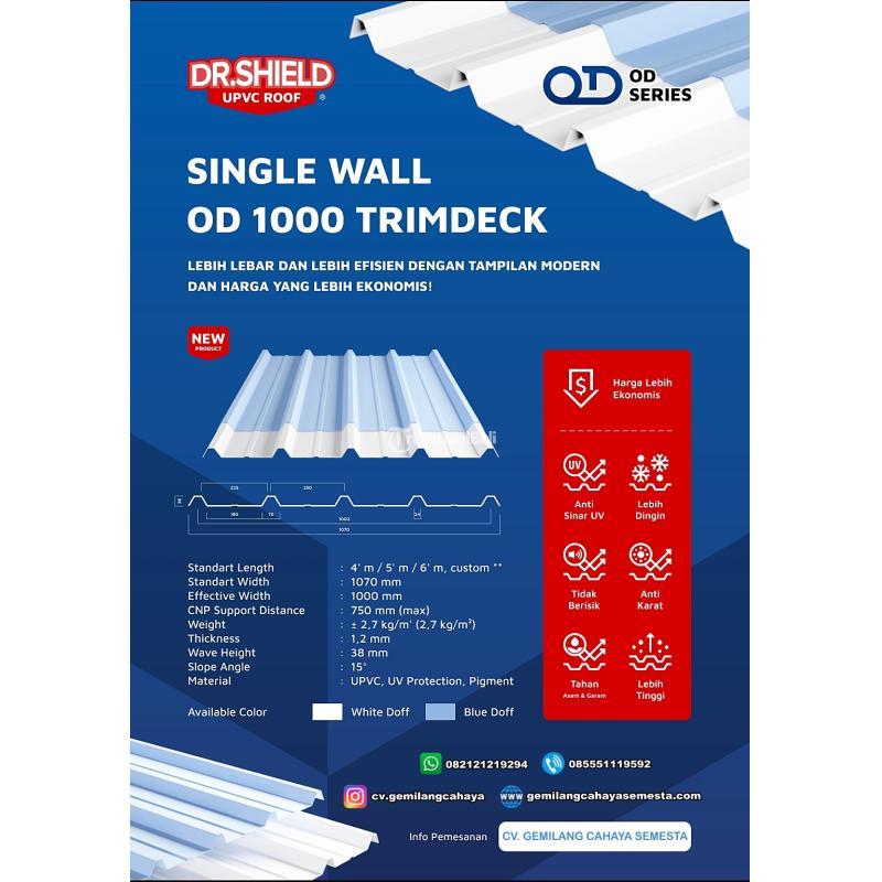 DR.Shield 0D 1000 TRIMDECK - 4 Meter Single Layer) Atap UPVC - Sidoarjo Jawa Timur