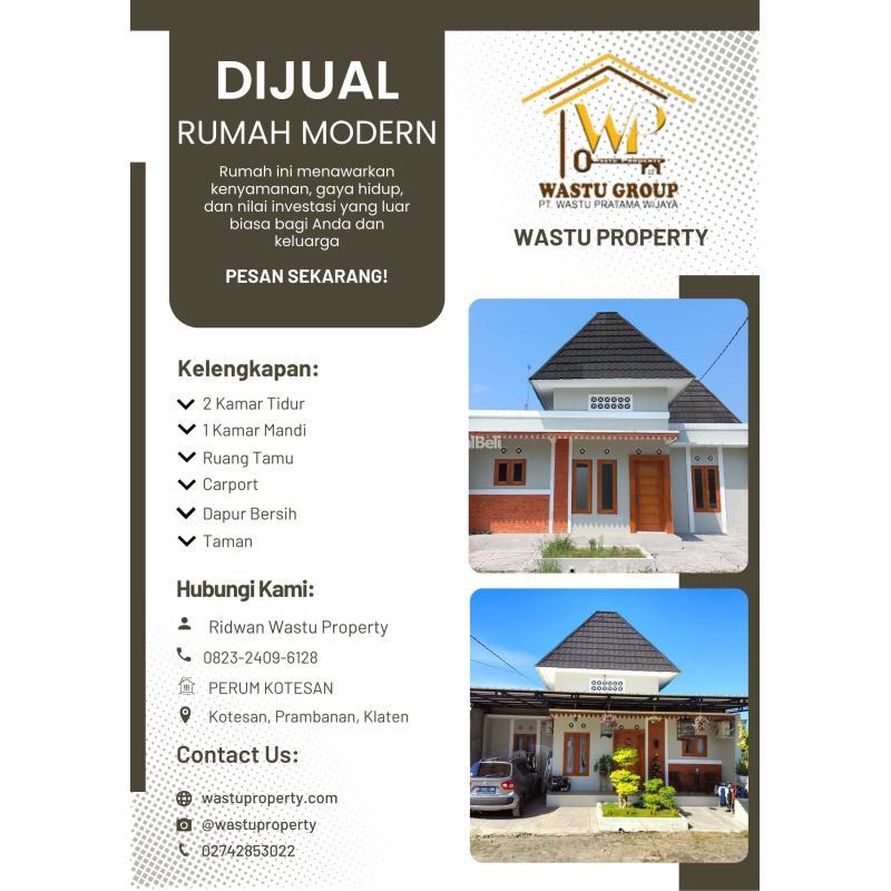 DIJUAL RUMAH MODERN 2 KAMAR DEKAT CANDI PRAMBANAN-PEMANDANGAN MENAKJUBKAN