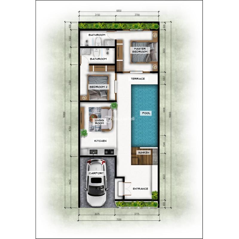 Dijual Villa LT105 LB95 2KT 2KM Legalitas SHM dan PBG Siap Huni - Badung Bali