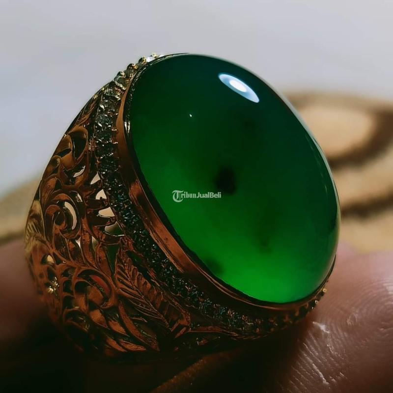 Batu Bacan Gulau Green Kristal HQ BC101 Giwang No Mangkok Ikatan Perak Mewah - Jakarta Pusat