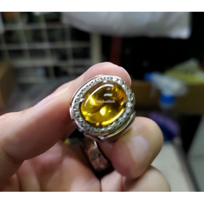Batu Permata Yellow Citrine Quartz Luster Istimewa Ikatan Perak Mewah - Jakarta Pusat