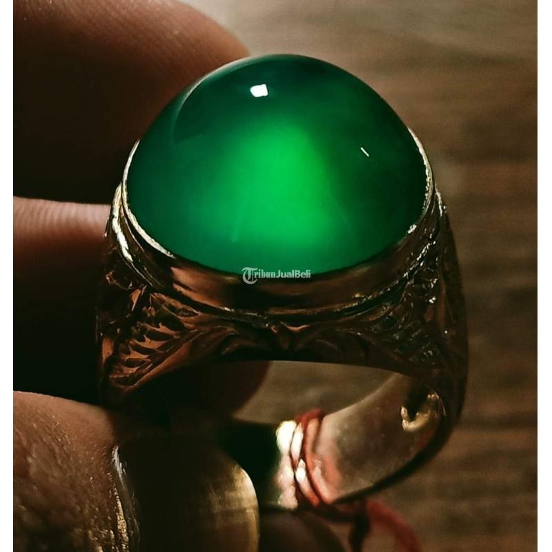 Batu Bacan Gulau Green HQ BC099 Giwang Metalic Melintir No Mangkok Ikatan Perak - Jakarta Pusat