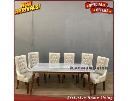 Meja Makan Marmer Putih Modern Minimalis Kursi 6 - Denpasar Bali