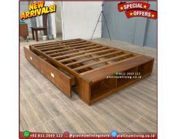 Tempat Tidur Jati Laci 2 Divan Dipan Jati Minimalis Serbaguna 120x200 - Denpasar Bali