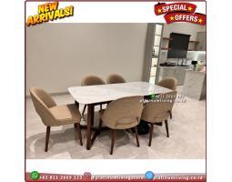 Meja Makan Marmer Putih Import Kursi 6 Modern - Denpasar Bali