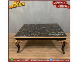Meja Tamu Mewah Ukiran Top Table Marmer Hitam Import - Denpasar Bali