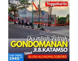 Dijual Tanah Jogja Gondomanan Eks Mbah Petruk Jalan B. Katamso Lt 1945 M Ld 33 M - Yogyakarta