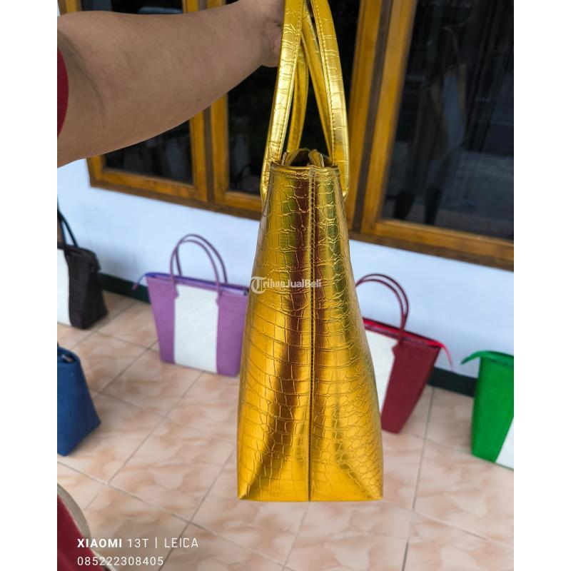 Tas Pandan Vynil Emas Croco Mewah - Depok Jawa Barat 