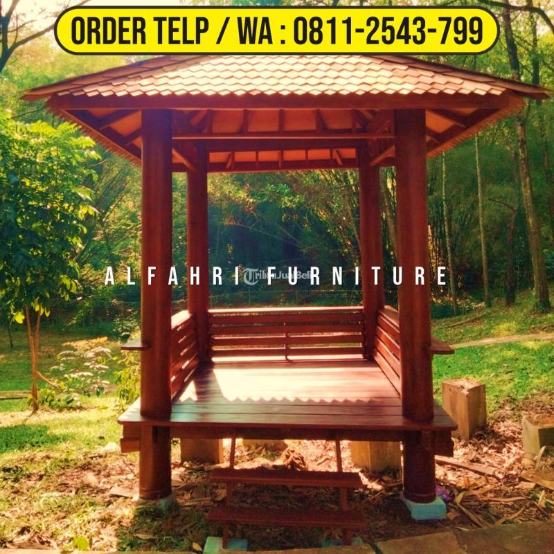 Rumah Gazebo Minimalis 2x2 Kayu Kelapa Atap Sirap - Banjarnegara Jawa Timur