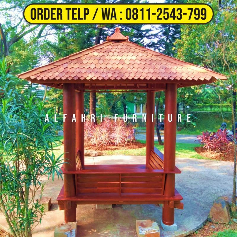 Rumah Gazebo Minimalis 2x2 Kayu Kelapa Atap Sirap - Banjarnegara Jawa Timur
