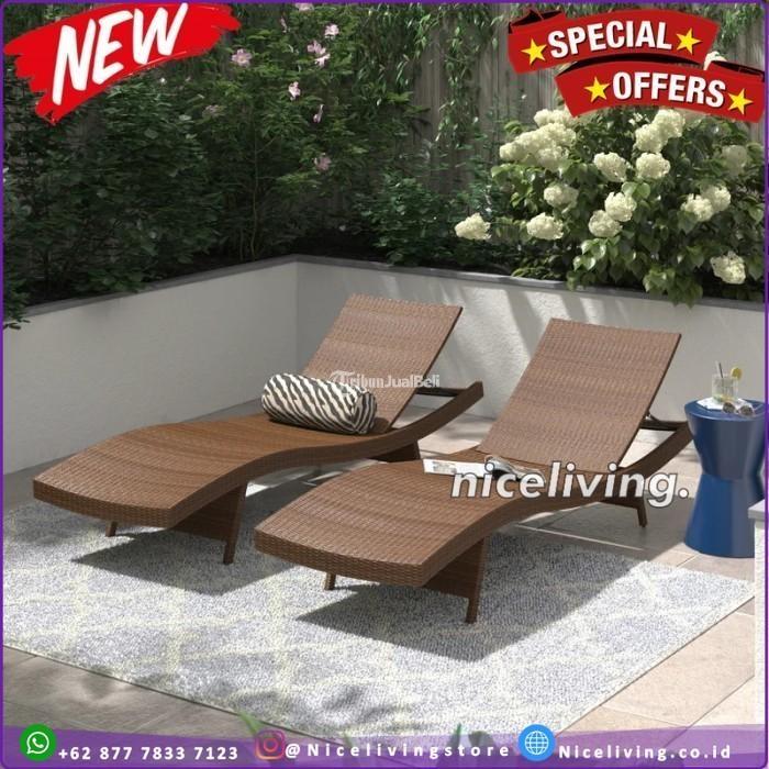 Kursi Lounger Kolam Renang Rotan Sintetis - Tangerang Banten
