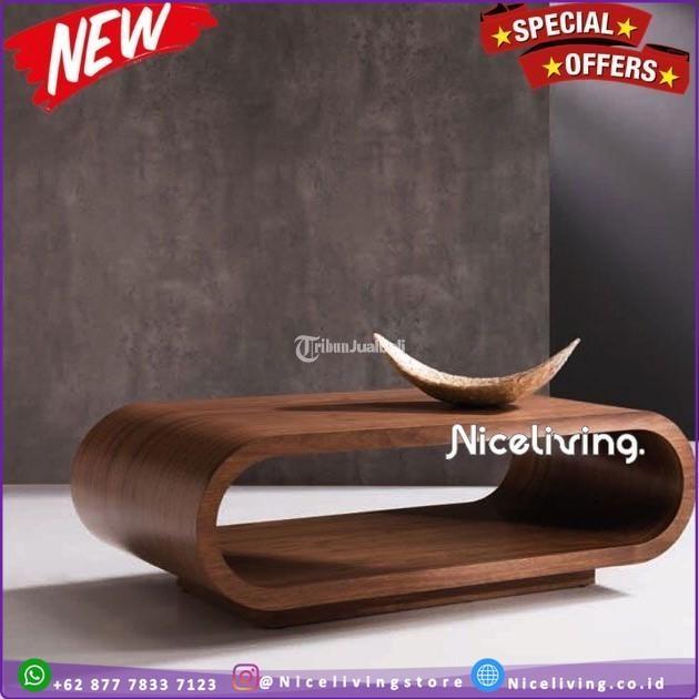 Meja Tamu Modern Oval Meja Jati Perhutani - Tangerang Banten