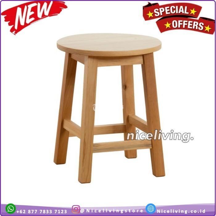 Kursi Stool Bundar Kayu Jati Kursi Cafe Murah Terlaris - Tangerang Kota Banten