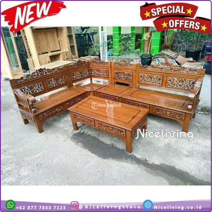 Free Ongkir Kursi Sudut Tamu Minimalis Tumpuk Sofa Sudut Kayu Jati - Tangerang Kota Banten
