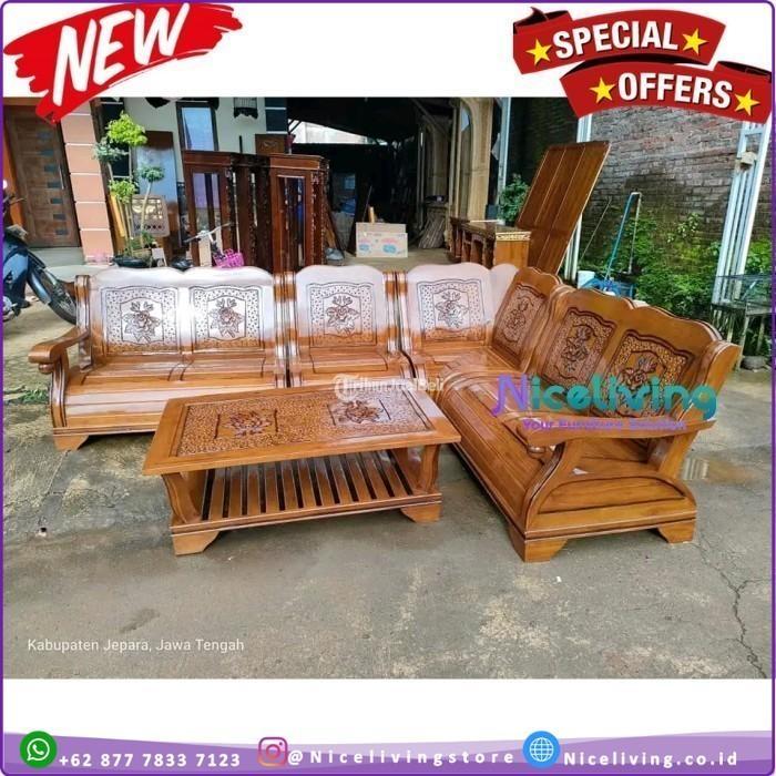 Kursi Tamu Sudut Kayu Jati Jumbo Sofa Tamu Sudut Jepara Terlaris - Tangerang Kota Banten