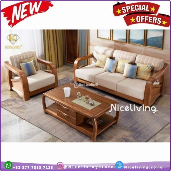 Kursi Tamu Klasik Kayu Jati Dudukan Busa Tebal Sofa Tamu Modern - Tangerang Kota Banten