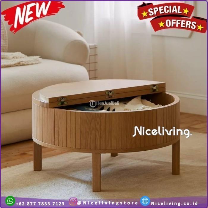 Meja Cofe Minimalis Jati Meja Bundar Ruang Tamu Kayu Jati - Jakarta Selatan