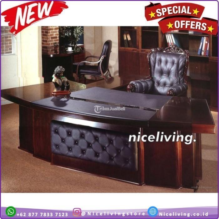 Meja Kantor Direktur Leter L Modern Terlaris Meja Kerja Kayu Jati - Jakarta Selatan