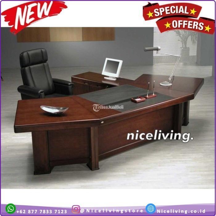 Meja Kerja Direktur Leter L Kayu Jati Terbaru Meja Kantor Kayu Jati - Jakarta Selatan